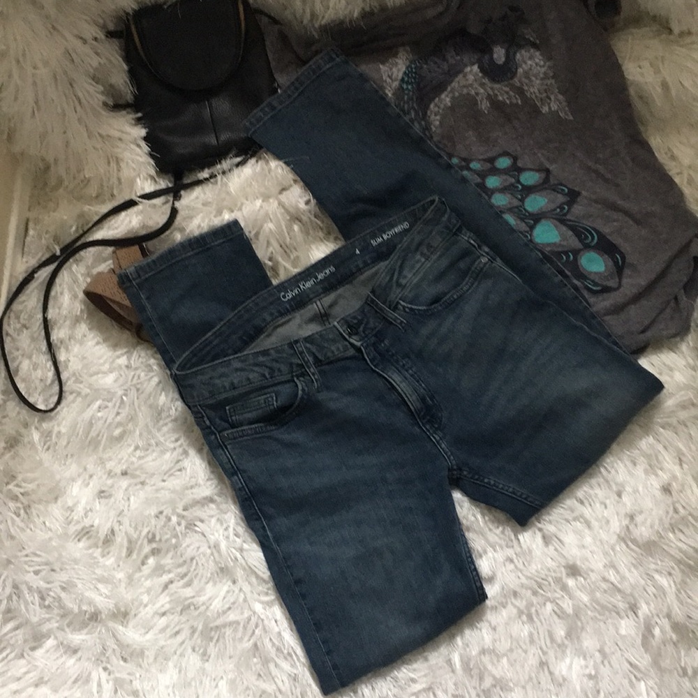 Calvin Klein Women’s Slim Boyfriend Denim Roll Cuff Jeans with Stretch